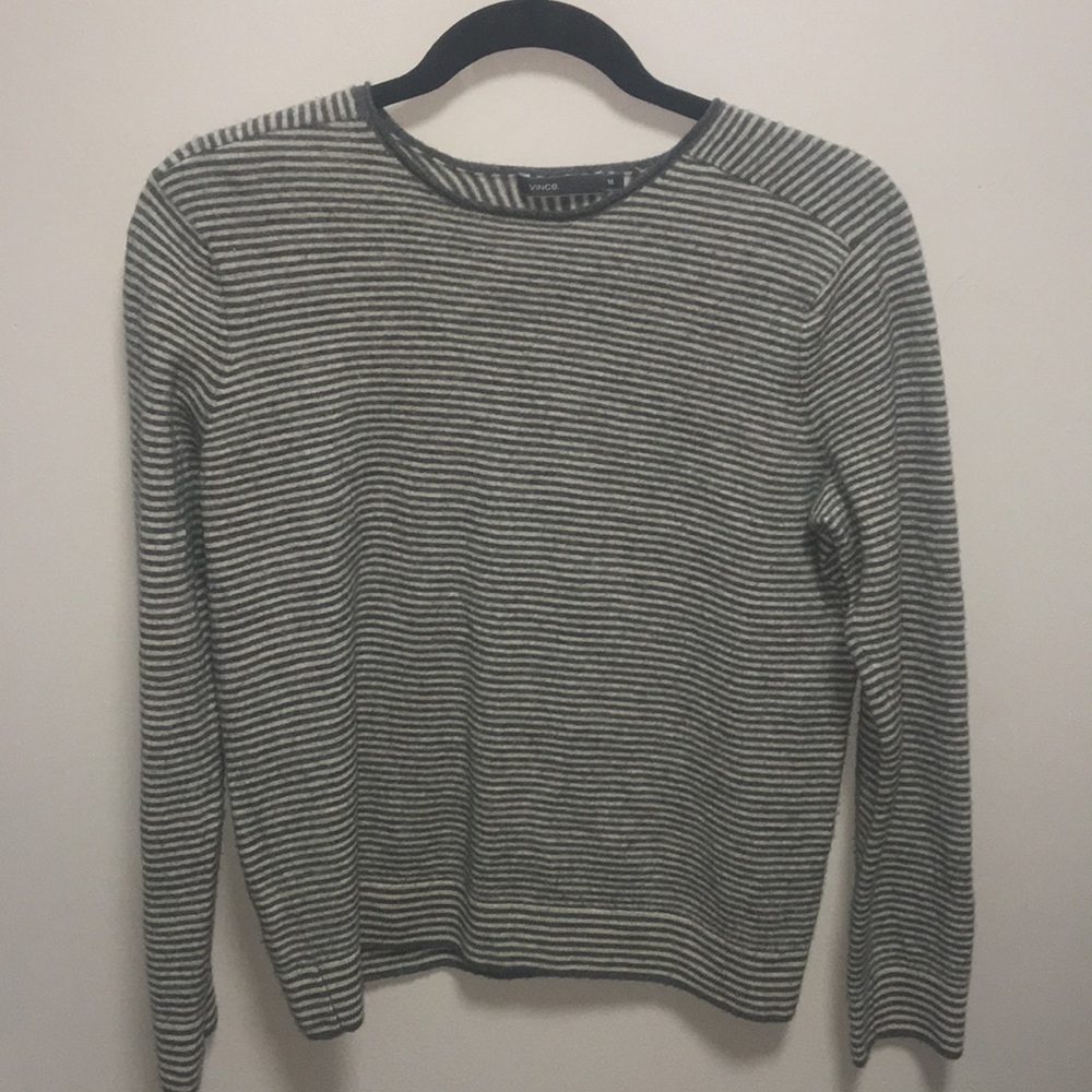 Vince Wool Gray Striped Pullover